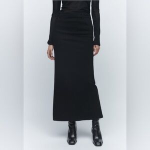 Zara black denim maxi skirt